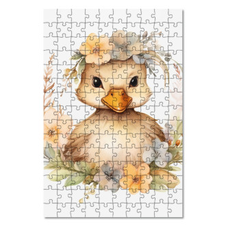 Drevené puzzle Mláďa kačice v kvetoch