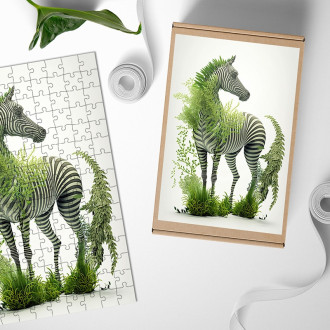 Drevené puzzle Prírodná zebra