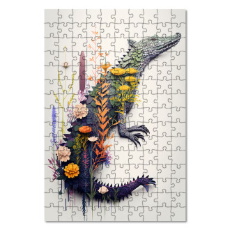 Drevené puzzle Kvetinový krokodíl