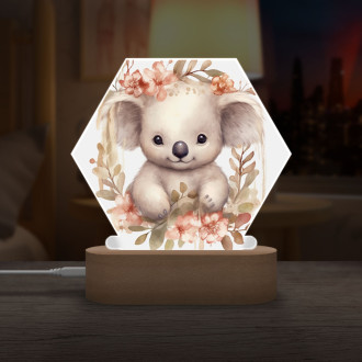 Detská lampička Mláďa koaly v kvetoch