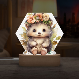 Detská lampička Mláďa ježka v kvetoch