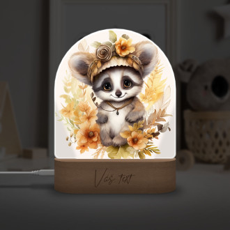 Detská lampička Mláďa lemura v kvetoch