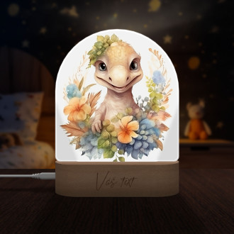 Detská lampička Mláďa dinosaura v kvetoch