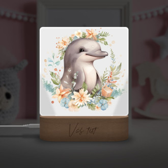 Detská lampička Mláďa delfína v kvetoch