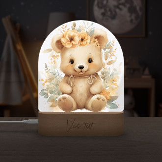Detská lampička Mláďa medveďa v kvetoch