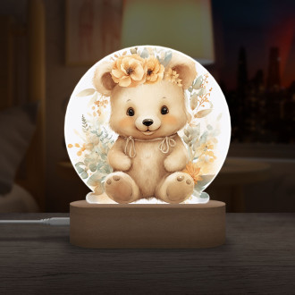 Detská lampička Mláďa medveďa v kvetoch