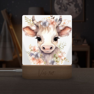 Dětská lampička Mládě krávy v květinách