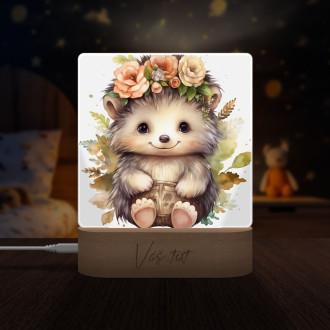 Detská lampička Mláďa ježka v kvetoch