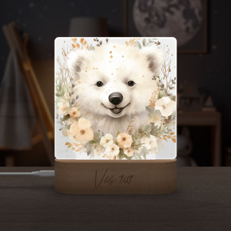 Detská lampička Mláďa ľadového medveďa v kvetoch