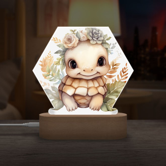 Detská lampička Mláďa korytnačky v kvetoch