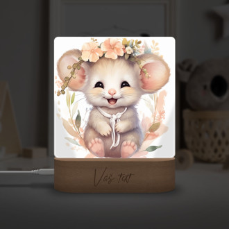 Detská lampička Mláďa myšky v kvetoch