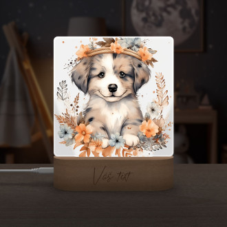 Detská lampička Mláďa psa v kvetoch