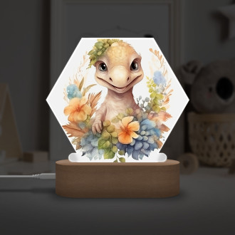 Detská lampička Mláďa dinosaura v kvetoch