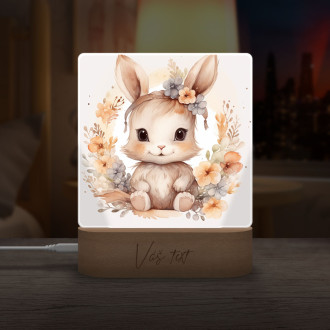 Detská lampička Mláďa zajaca v kvetoch