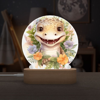 Detská lampička Mláďa krokodíla v kvetoch
