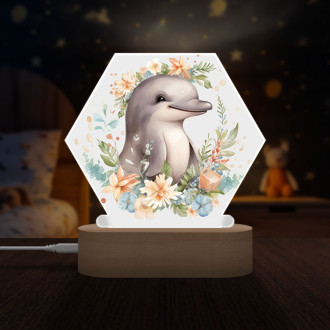 Detská lampička Mláďa delfína v kvetoch