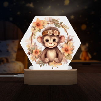 Detská lampička Mláďa opičky v kvetoch