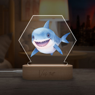 Detská lampička Kreslený Žralok transparentný
