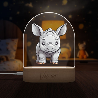 Detská lampička Kreslený Nosorožec transparentný