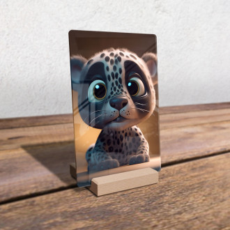 Akrylové sklo Roztomilý animovaný snežný leopard