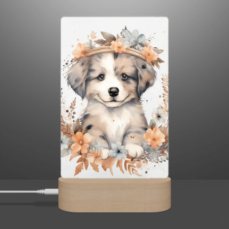 Lampa Mláďa psa v kvetoch