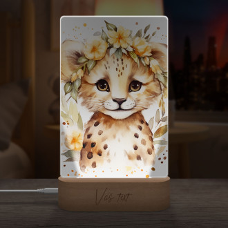 Lampa Mláďa leoparda v kvetoch