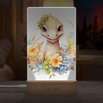 Lampa Mláďa dinosaura v kvetoch