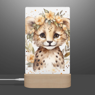 Lampa Mláďa leoparda v kvetoch